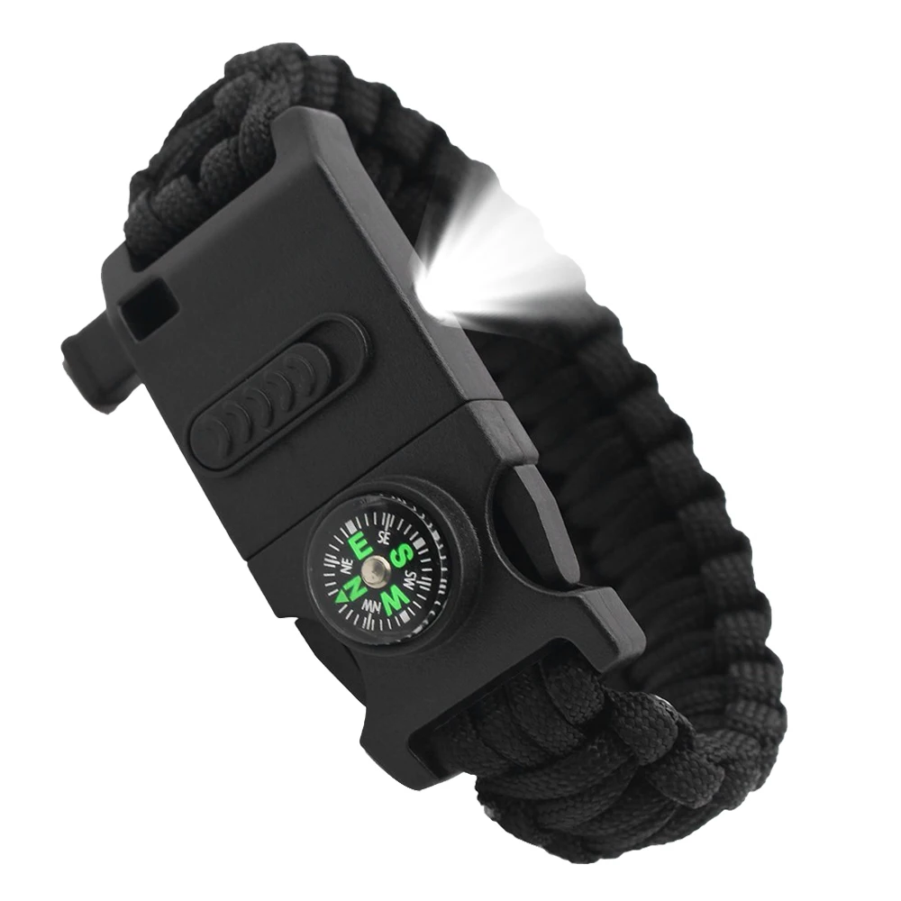 

Outdoor Survival Paracord 4mm Bracelet LED Light Multi-function Bracelet Emergency First Aid Kits Braided Pulseras Rescue Rope