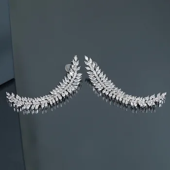 

2019 new fashion European leaves long earrings luxury delicate brand original stud earrings fro women girl