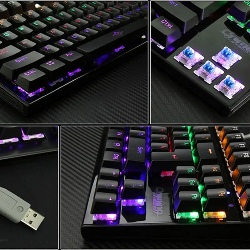 Y608 87 клавиш USB проводной синий переключатель RGB 8 режим подсветка механическая клавиатура Встроенный игровой чип полный ключ NKRO Эргономика клавиатура