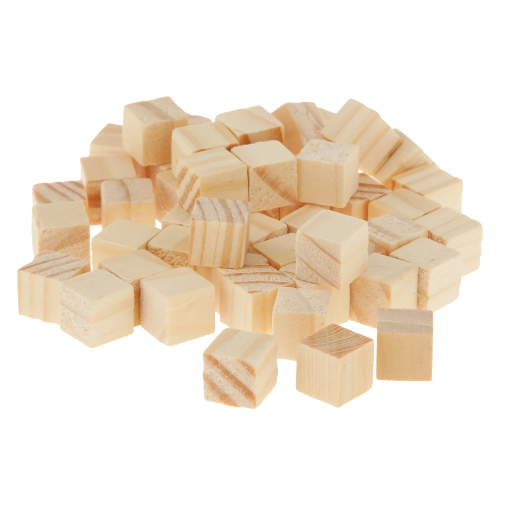 Pack of 50 Wooden Cubes, Unfinished Blank Square for Painting,Decorating Art Project