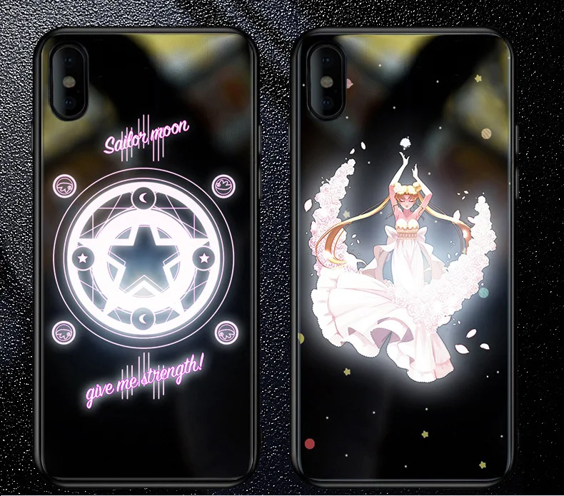 Чехол из закаленного стекла с аниме Сейлор Мун для iPhone X XS MAX XR 11|Игровые фигурки и