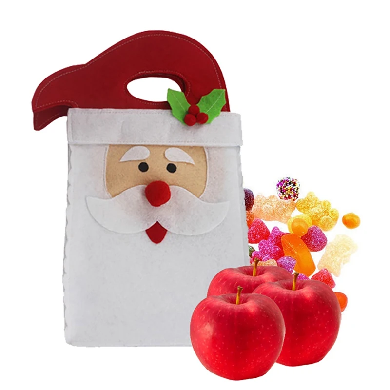 Christmas Tote Gift Bags Featuring Santa Claus And Snowman For Present And Candy Bags