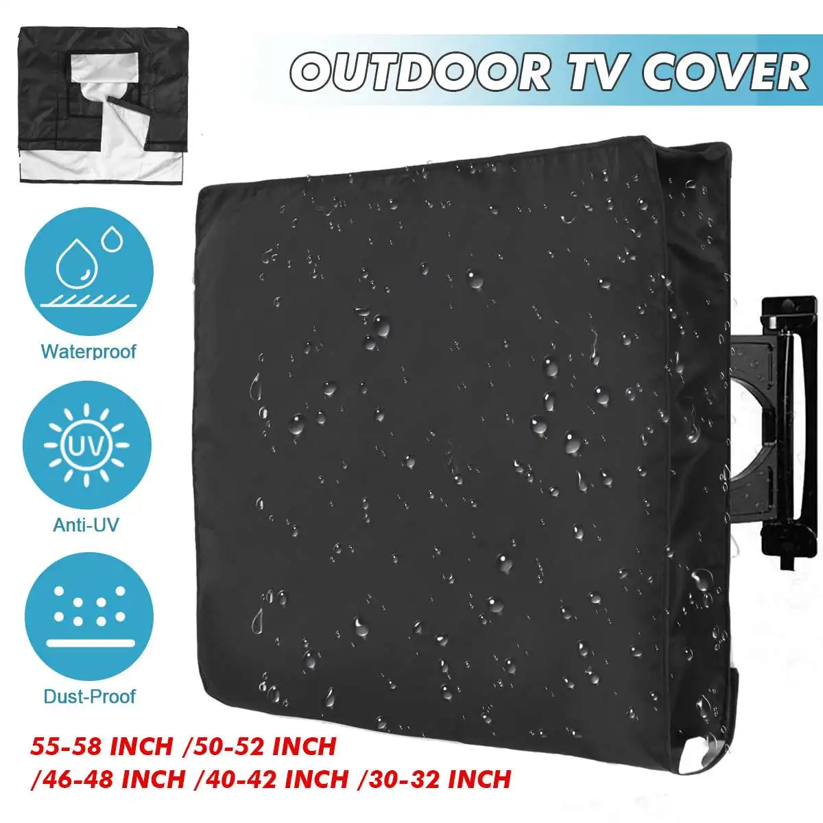 Weatherproof Outdoor TV Cover Protect TV Screen Dustproof Waterproof Cover All-Purpose Dust Cover Television Case for 30"-58" TV