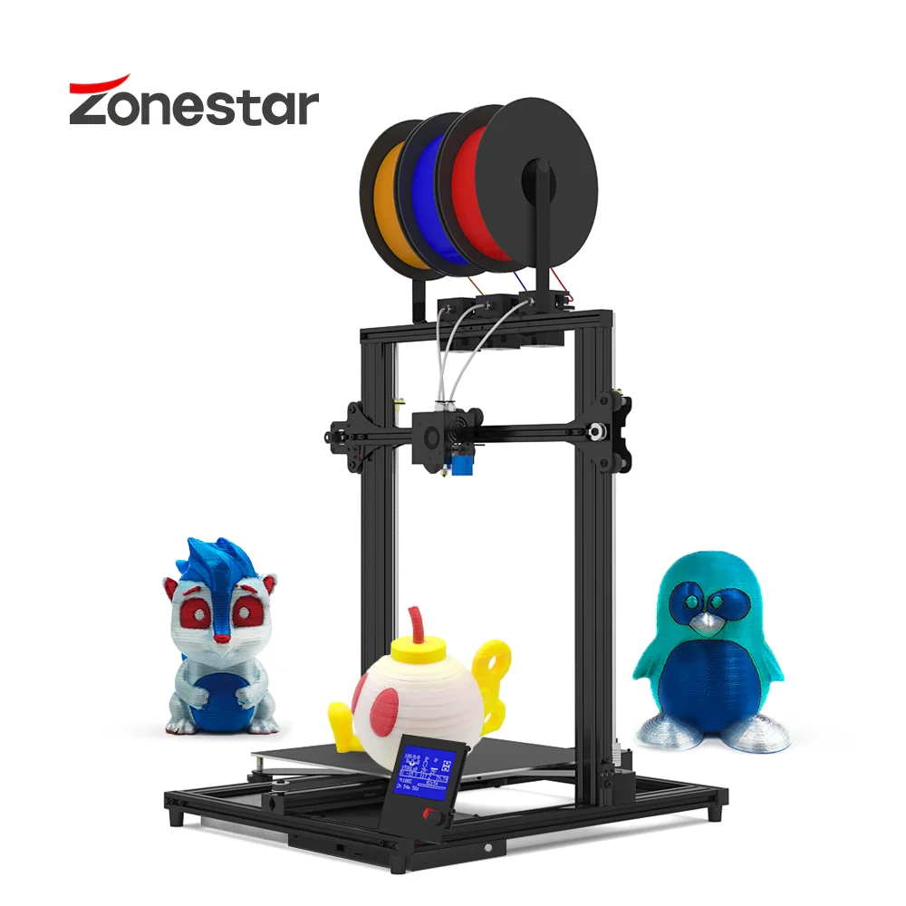 3D-принтер ZONESTAR Z8T 3 цвета большой размер экструдера в 1 высокоточное разрешение