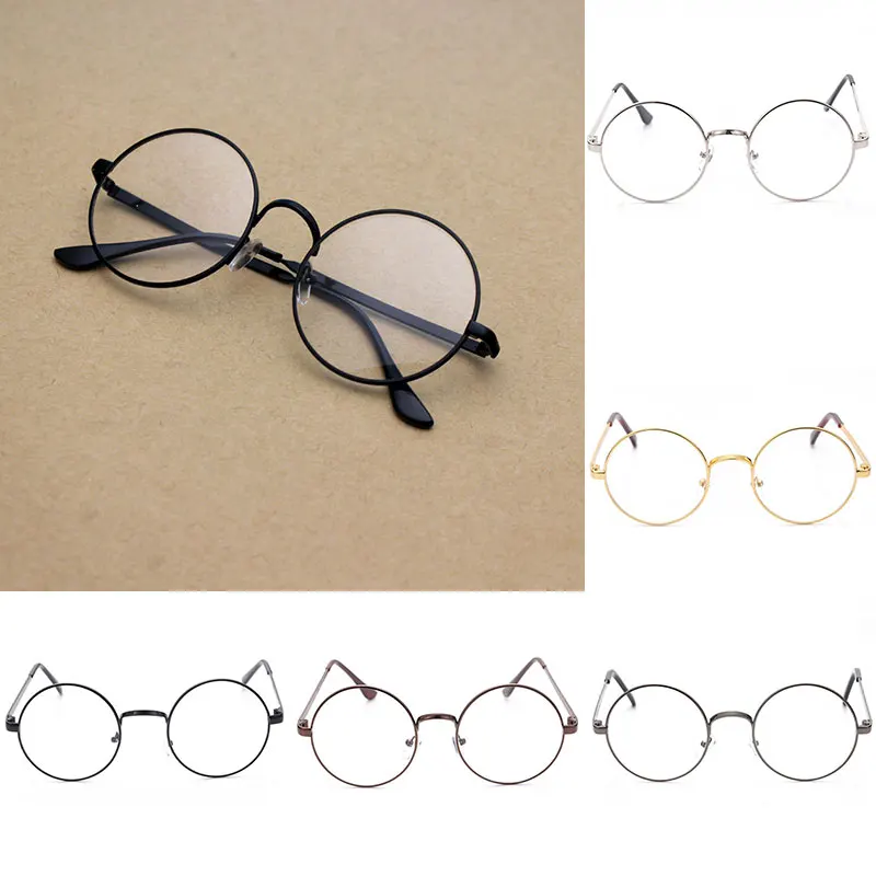 

Round Glasses Frame Metal Decorative Glasses Popular Flat Mirror Retro Colorful Eyewear Trend Spectacle Frame Fashion Eyeglasses