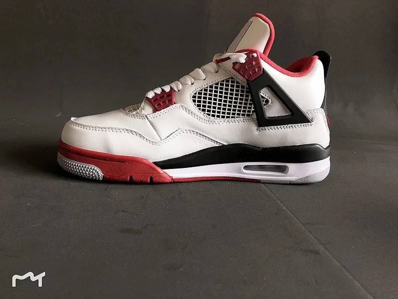 Классический Стиль jordan 4 Ретро Мужские Баскетбольные Кроссовки AJ 4 Белый Огненный красный износостойкая спортивная обувь 308497-137