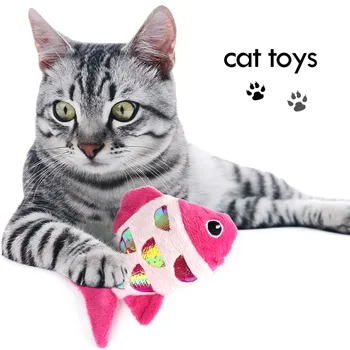 

Fish Plush Cat Toys Simulation Mint Chew Bite Sound Catnip Stuffed Pets Pillow Kitten Playing Training Funny Chewing