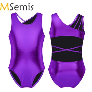 

Ballet Shiny Metallic Leotards for Girls Kid Dance Costumes Open Back Glittery Gymnastics Unitard Ballet Dance Jumpsuit Bodysuit