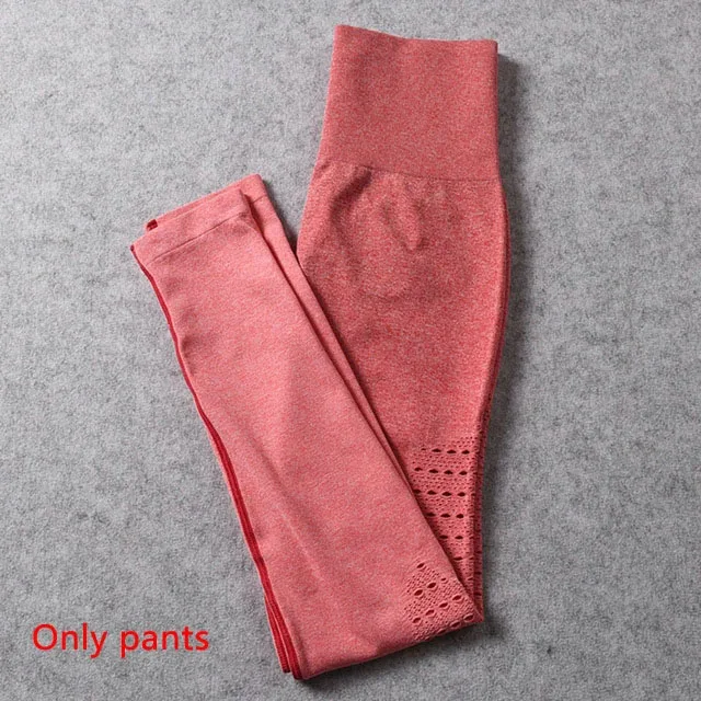 Orange red pants Комплект из 2 предметов для йоги с эффектом омбре, женский спортивный костюм фитнесс, одежда для женщин, тренировочный комплект, одежда для спортзала, открытые леггинсы для спортзала, спортивный комплект - Цвет: Orange red pants