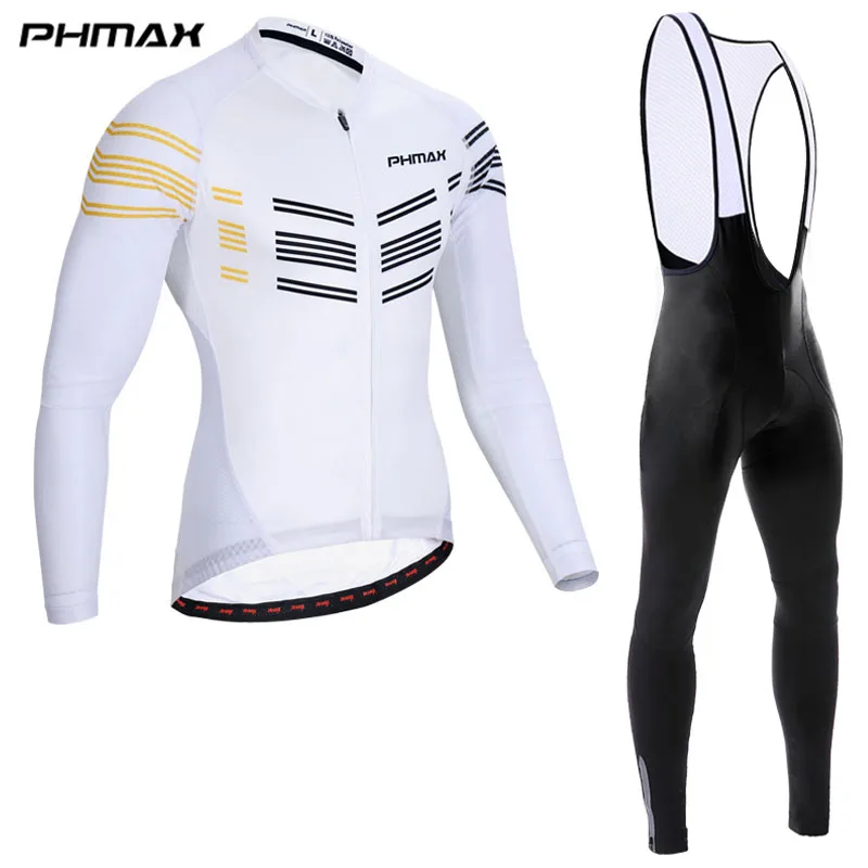 Bib Cycling Set PHMAX с длинным рукавом Pro Велоспорт Джерси Набор Майо Ropa Ciclismo гоночный велосипед одежда для мужчин MTB велосипед велосипедная одежда для мужчин - Цвет: Bib Cycling Set