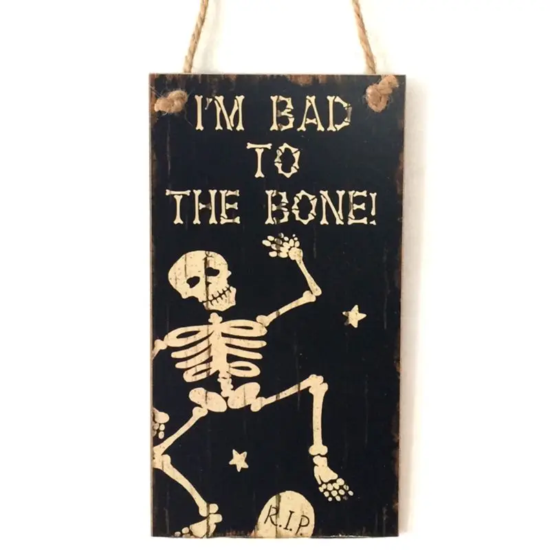 

Happy Halloween Pumpkin Skull Hanging Sign Wooden Board Plaque Prop Home Door Window Wall Decoration