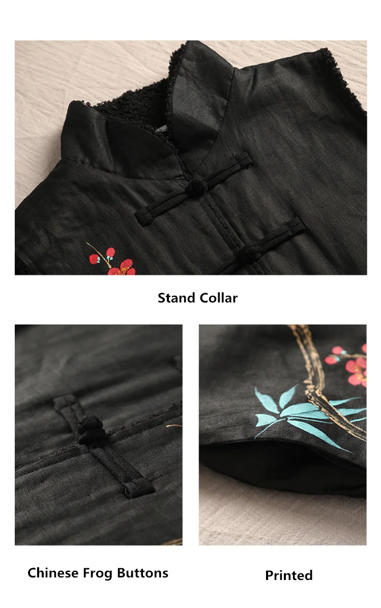 LZJN 2020 Spring Vest Women Waistcoat Warm Fleece Traditional Chinese Cardigan Long  Vest Ladies Sleeveless Veste Femme (2)