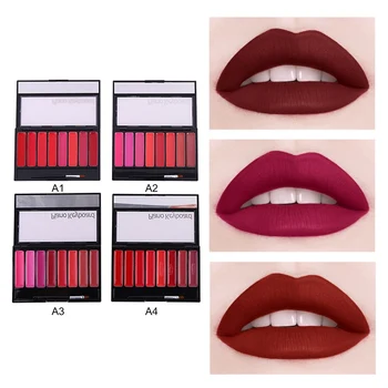 

Matte Lipstick Palette Easy Coloring Waterproof Sweatproof Lip Cream With Lip Brush Good Use Creative Lip Stick