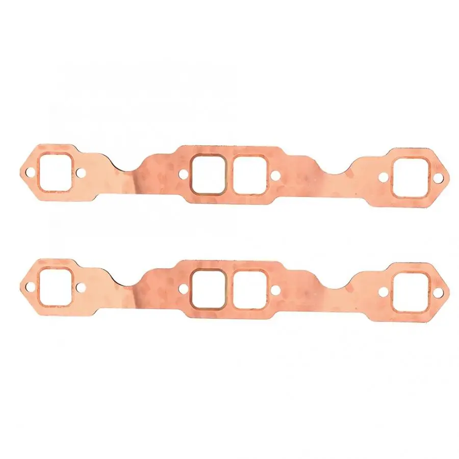 2pcs Square Port Copper Plating Header Exhaust Gaskets Reusable Fit for