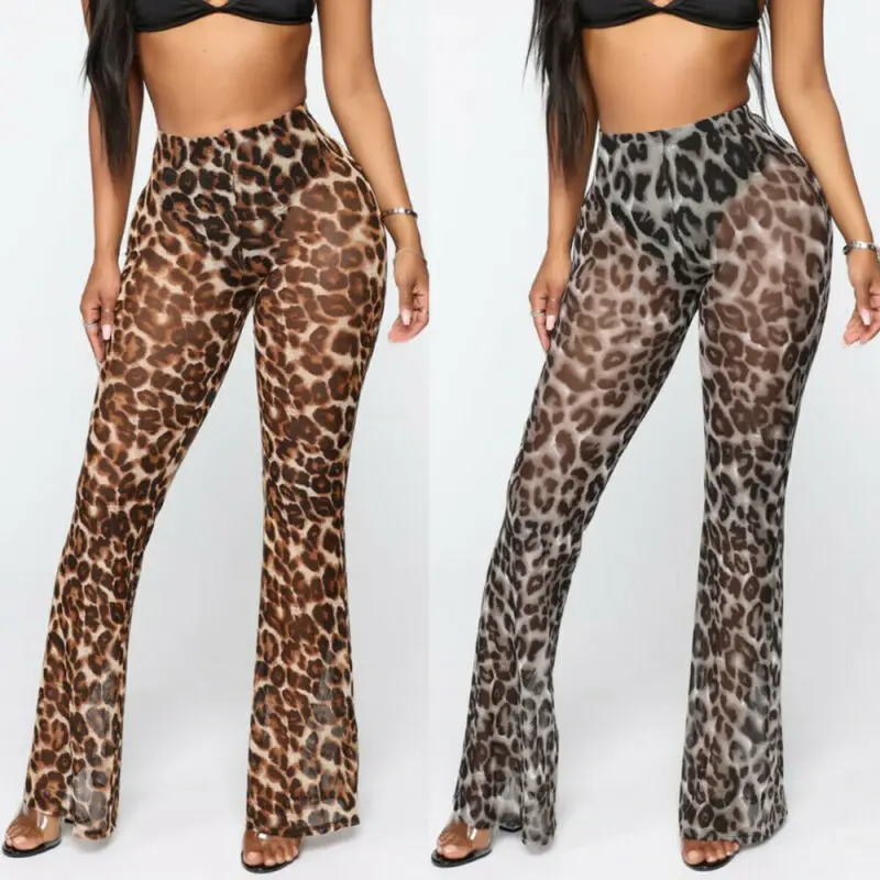 Women Leopard Print Pants Cover Ups 