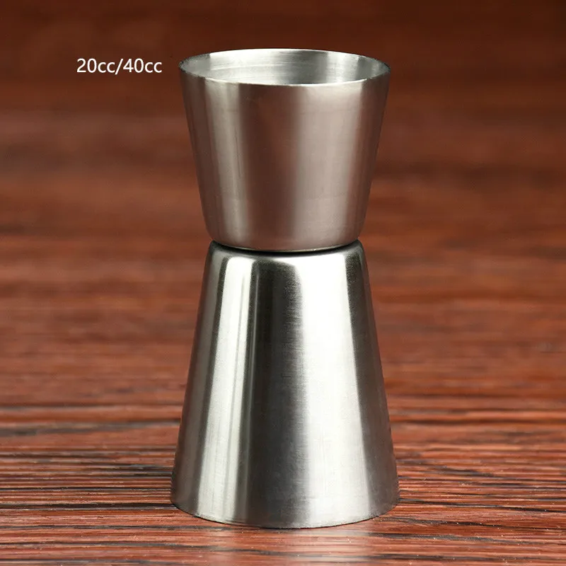 20 and 40ml 15/30 мл или 20/40 мл шейкер для коктейля Нержавеющая сталь унция прямо сбоку двойной шейкер измерительный стакан бармена инструмент - Цвет: 20 and 40ml