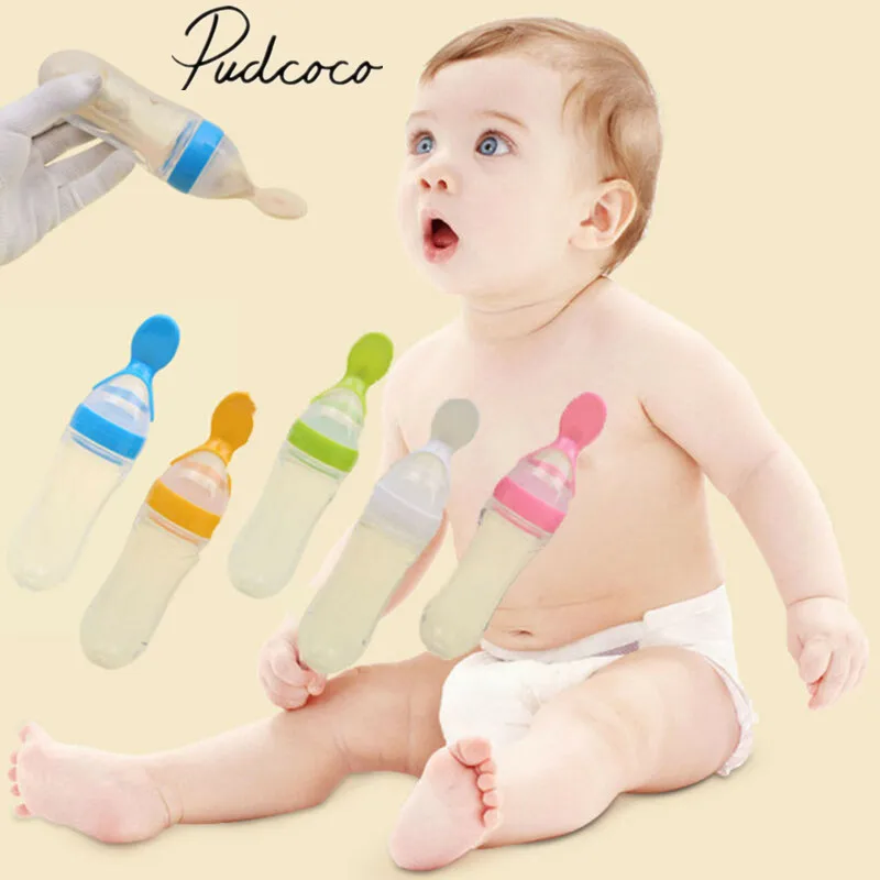 2019 Baby Accessories Safety Infant Silicone Feeding With Spoon Feeder Food Rice Cereal Bottle Utensils | Мать и ребенок