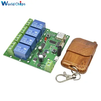 

DC 7-32V AC 220V Wireless WIFI Relay 4CH Smart Switch with 433Mhz RF Remote Control Function for Garage Door Home