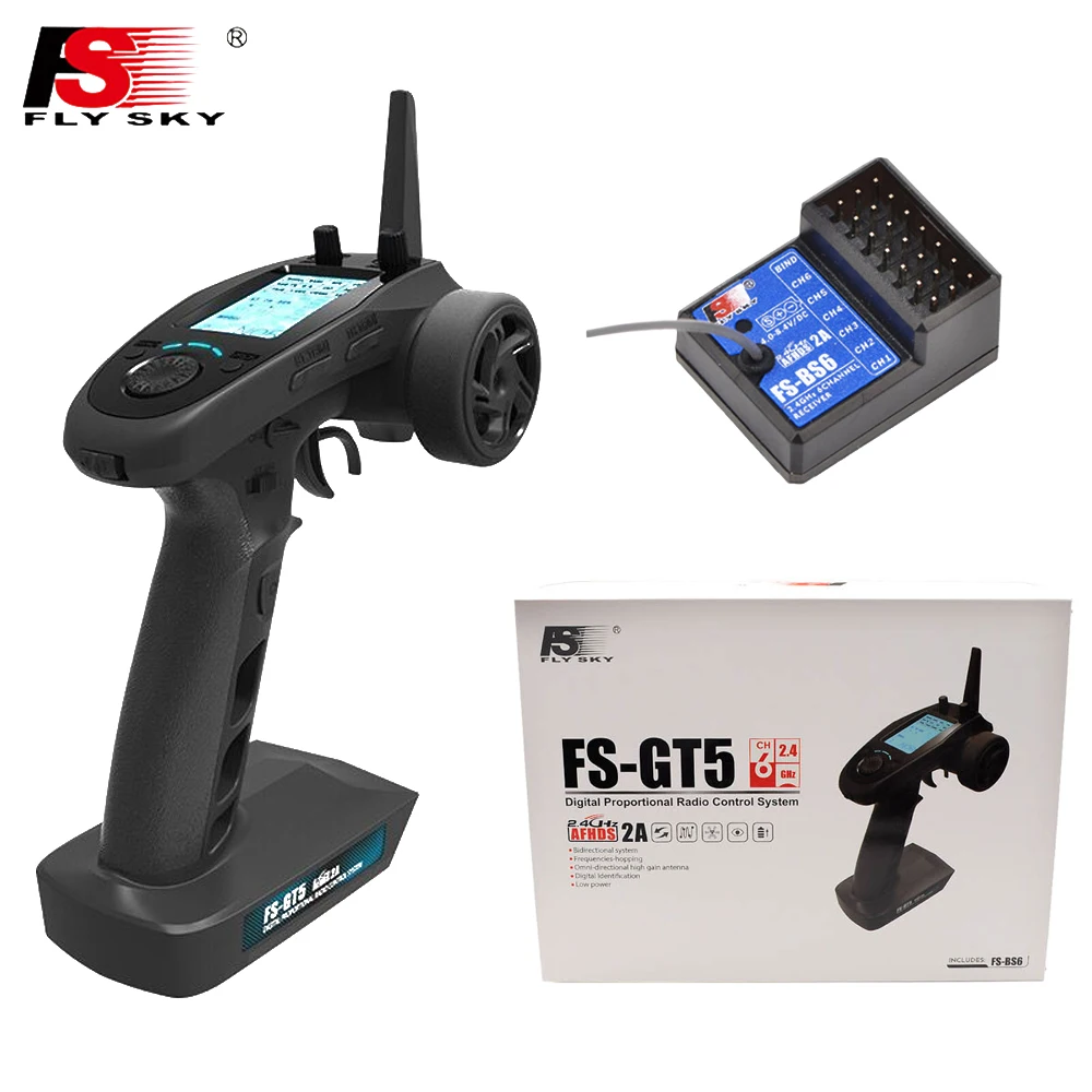thumbnail image 2 of Rc Transmitter And Receiver Flysky FS-GT5 6-Channel RC Transmitter With FS- BS6 Gyro Receiver - 2.4G Radio Controller For Cars/Boats Flysky Gt5 Receiver 2 of 12