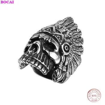 

BOCAI S925 pure silver ring for emn domineering Skull Rings for men Exaggerated rings 2020 new fashion jewelry popular