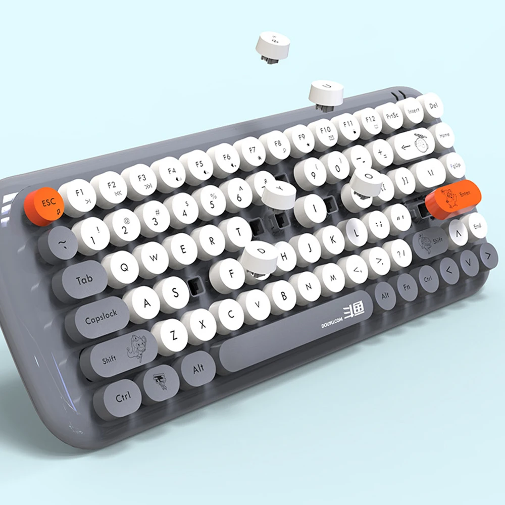 Милая игровая клавиатура мышь круглая кнопка 2 4 ГГц USB беспроводная бесшумная для