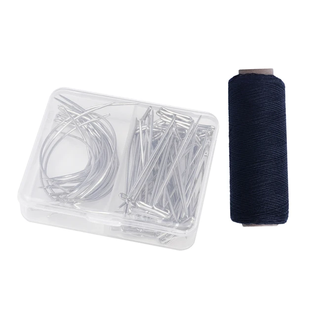 Thread needle kit 25 pcs C curved needle with gift 5 rolls BLACK Hair  Weaving Thread Cotton Sewing Thread