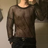 Mens Sexy Fishnet See Through T-Shirt Long Sleeve Transparent  Tshirt Homme Punk Gothic Nightclub Prom T Shirt for Men Camisetas ► Photo 2/5