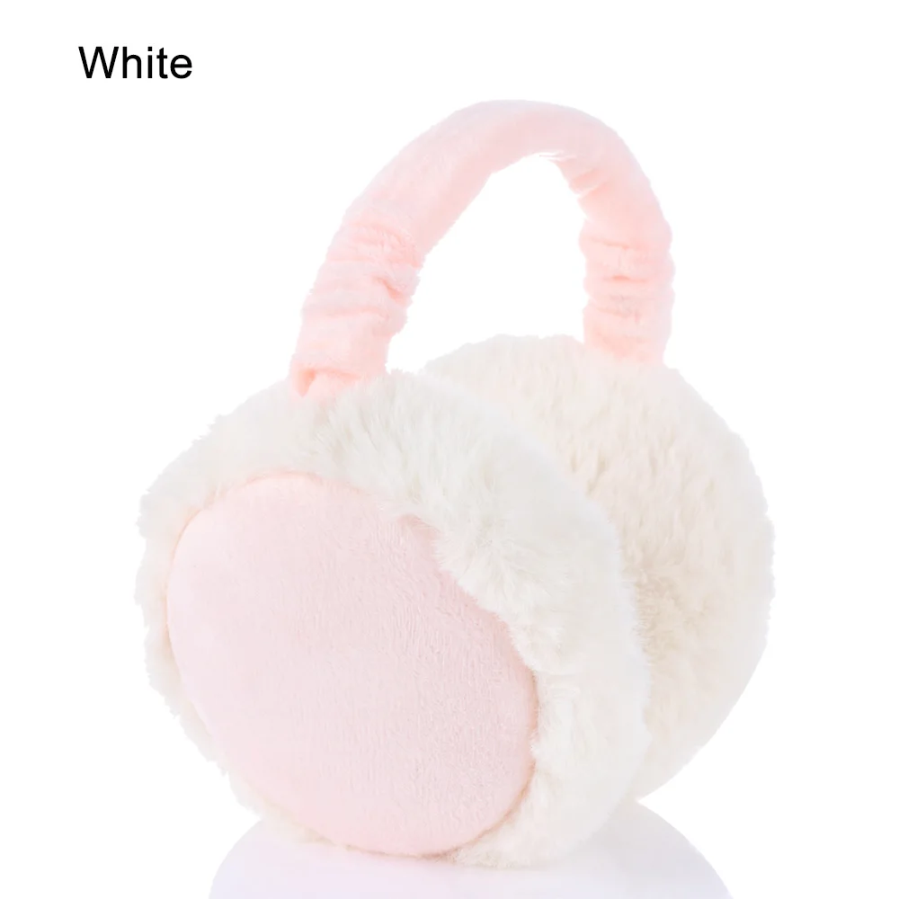 Adjustable Warm Faux Fur Earmuff Women Headband Earlap Foldable Winter Ear Protector Ear Warmer Full Surround Earmuffs - Цвет: white