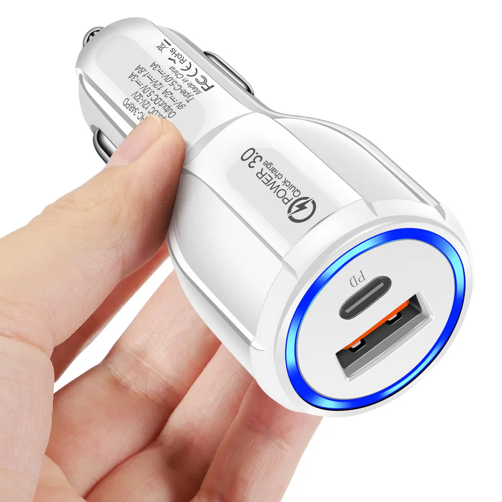 apple car phone charger PD USB Car Charger 15W Fast Charge Type C QC 3.0 For iPhone 13 Xiaomi iPad Huawei Mobile Phone Charger Quick Charging for Auto android car charger