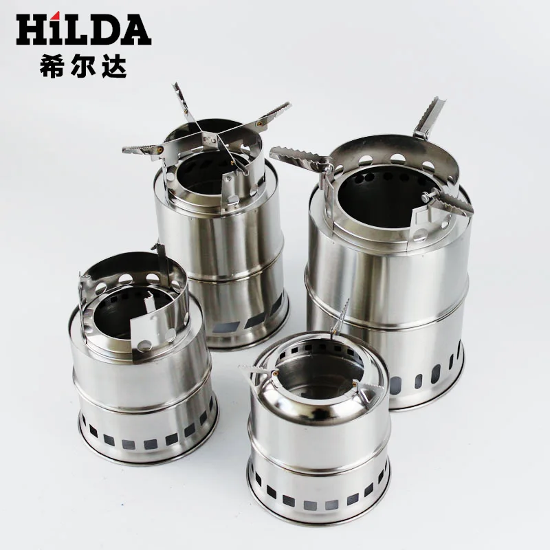 Mini Gasifier Firewood Cooking Tool Heating Camping Stove Picnic Stainless Steel 