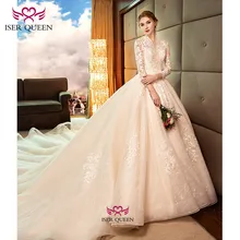 Роскошное бальное платье с короткими рукавами и вышивкой; Свадебные платья на шнуровке; стильное платье принцессы цвета шампанского с длинным шлейфом; Vestido; WX0146