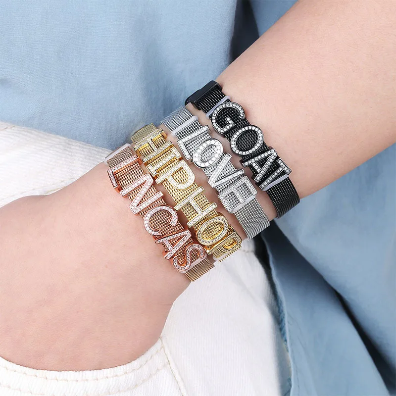 

Zciti Hiphop Creative Trendy Products DIY Custom Alphanumeric Bracelet Explosion Models Couple Personality Bracelet For Women