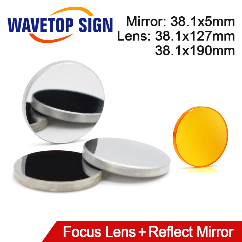 

WaveTopSign Focus Lens 38.1x127 /38.1x190mm THK7.5mm 1Pcs + Reflect Mirror 38.1x5mm 3Pcs for High Power Laser Cutting Machine