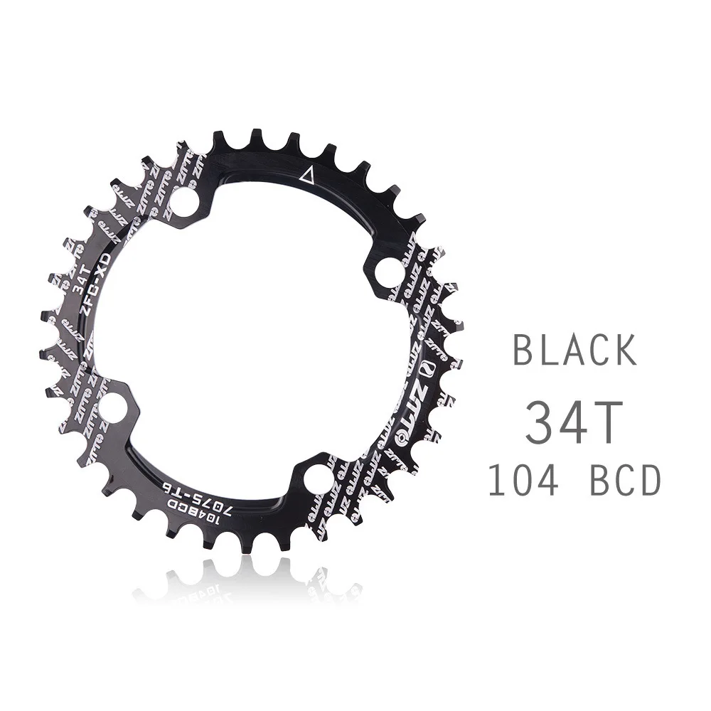 Black 34T ZTTO велосипедный односкоростной кривошипный горный велосипед 104BCD круглый узкий 32 T/34 T/36 T Звездочка велосипедная Звездочка MTB Аксессуары - Цвет: Black 34T