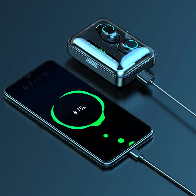 2200mAh LED Bluetooth Wireless Earphones Headphones Earbuds TWS Touch Control Sport Headset Business Earphone Music Headphone