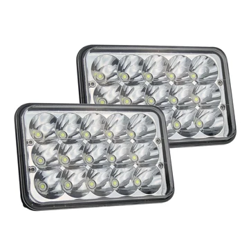 

A Pair of Car Square LED Headlights 4x6 Square Lights 45W Power Pc Mirror Suitable for Jeep Off-Road Modified Car Truck
