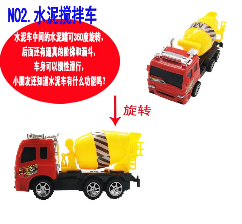 Large Size Children Truck Steam Engineering Toy Set Combination Excavator Digging Cement Stir Crane Boy Baby