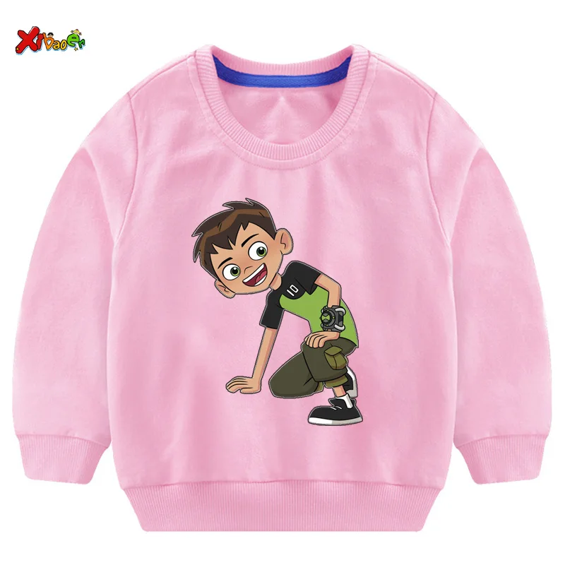 Толстовки для маленьких мальчиков Ben10; худи для маленьких мальчиков; хлопковые детские толстовки с капюшоном; детская одежда; толстовки с длинными рукавами; спортивная одежда для малышей - Цвет: sweatshirt pink