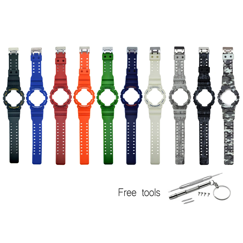 Сменный ремешок для часов ободок Обложка совместимая с Casio G Shock GA 100/ 110/ 120 GD 100/110/120