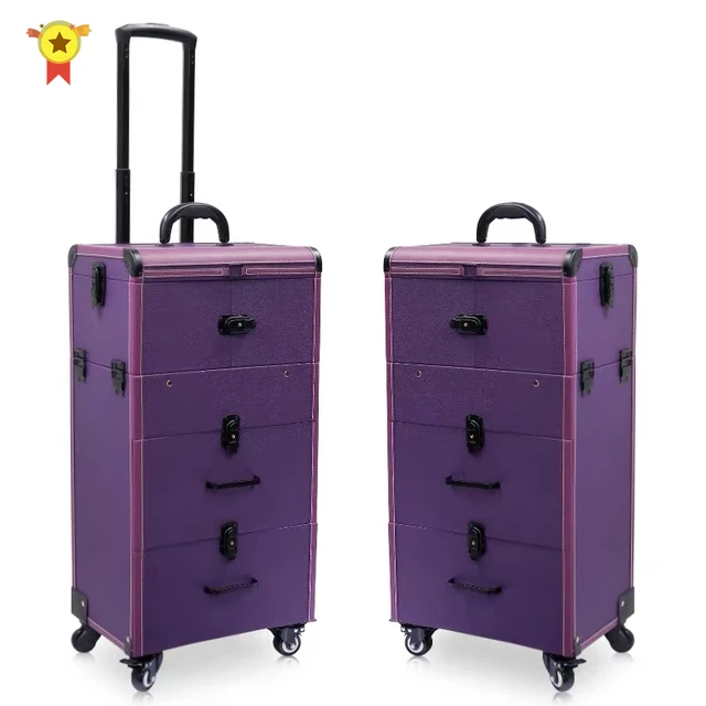 2020 Professional tattoo nail box spinner wheel pull rod makeup box trolley luggage case High Capacity big Cosmetic bag travel