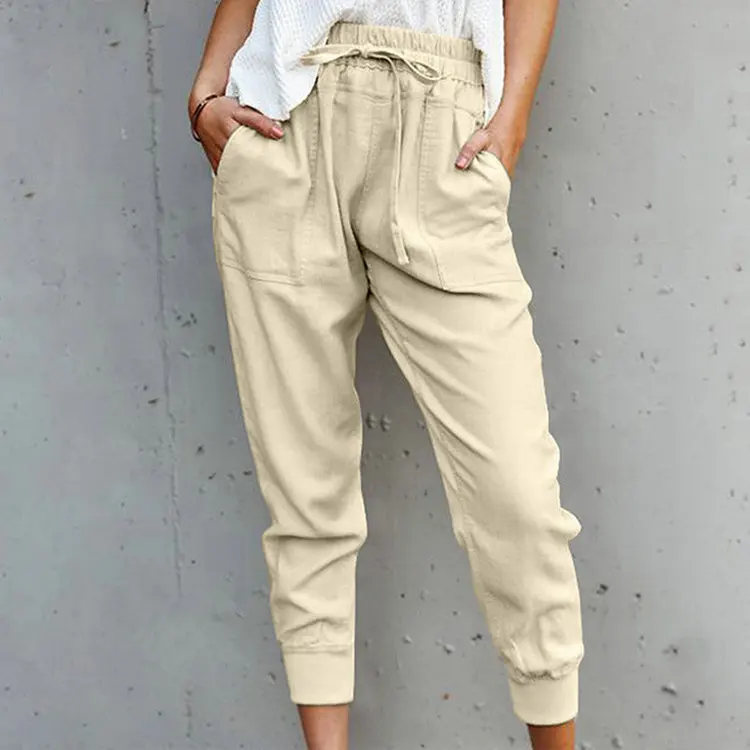 linen pants 2021New Women's Cotton Linen Pants Male Summer Breathable Solid Color Linen Trousers Fitness Streetwear S-3XL black cargo pants Pants & Capris