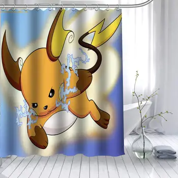 

New Arrival Raichu Pokemon Shower Curtain Polyester Fabric High Defintion Print Bathroom Curtain Waterproof 12 Hook Bath Curtain