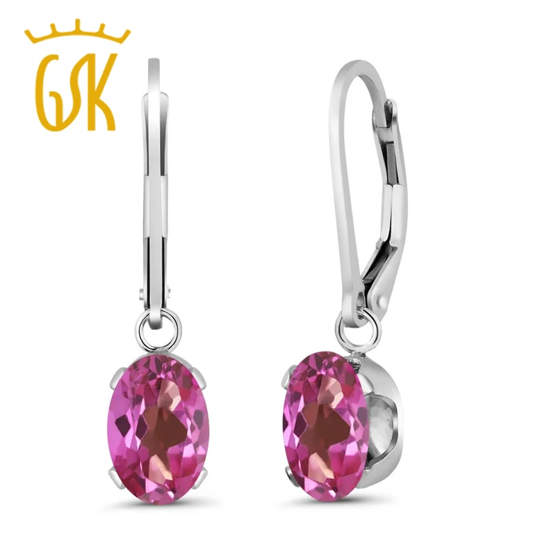 GemStoneKing 3,00 Ct овальные розовые сережки с мистическим топазом 925 пробы серебряные ювелирные изделия для женщин бренд