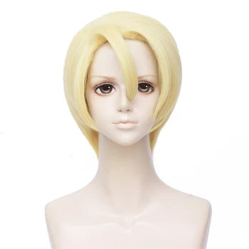 

VICWIG Men Cosplay Wig Light Golden Yellow Synthetic Wig with Bangs for Holloween and Party