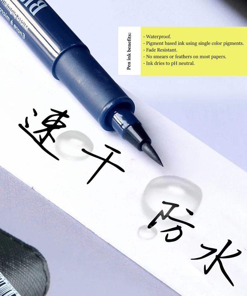 Pigment Liner Micron Ink Art Marker Pen Calligraphy Brush Pens Black Fineliner Sketching Manga Drawing Hand Lettering White Pen