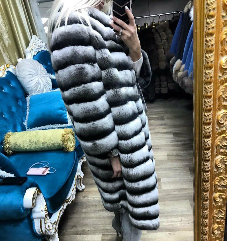 YZ. FURTURE из кролика шиншилла кролик рекс мех теплая зимняя высококачественная куртка из натуральной кожи Модная женская верхняя одежда