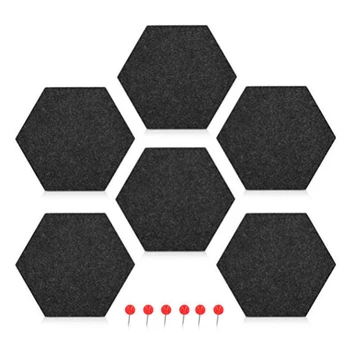 

6 Pack Felt Memo Board Decorative Notice Board Hexagon Bulletin Board,Felt Cork Board Tiles,Pin Board Wall Decor for Photos,Memo
