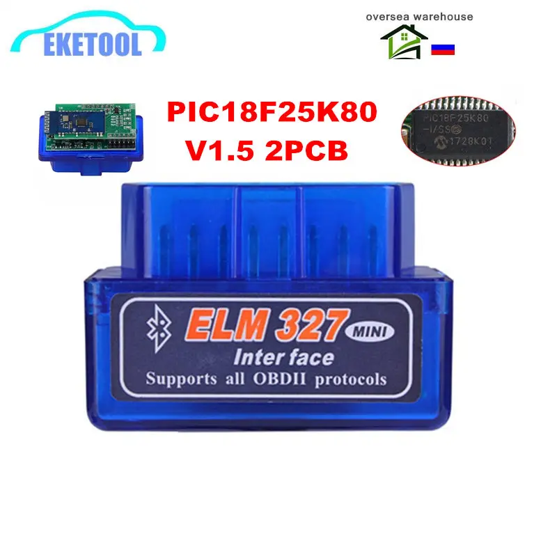 Диагностический сканер ELM327 50 шт./лот 2PCB V1.5 прошивка Bluetooth OBD2 считыватель кодов