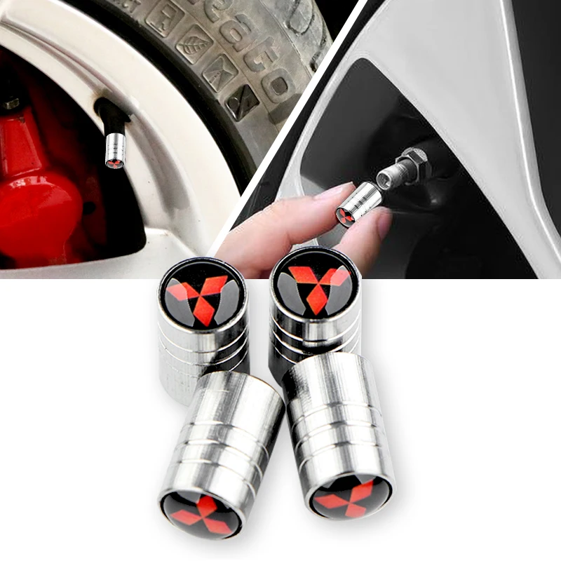 Juego de 4 unids/set de tapas de válvula de neumático redondas, para Mitsubishis ASX Lancer Pajero Outlander L200 EVO Lancer EX Pajero