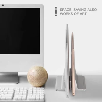 

Double Slots Vertical Laptop Stand Aluminum Alloy Tablet Book Notebook Bracket for Office Caring Computer Supplies